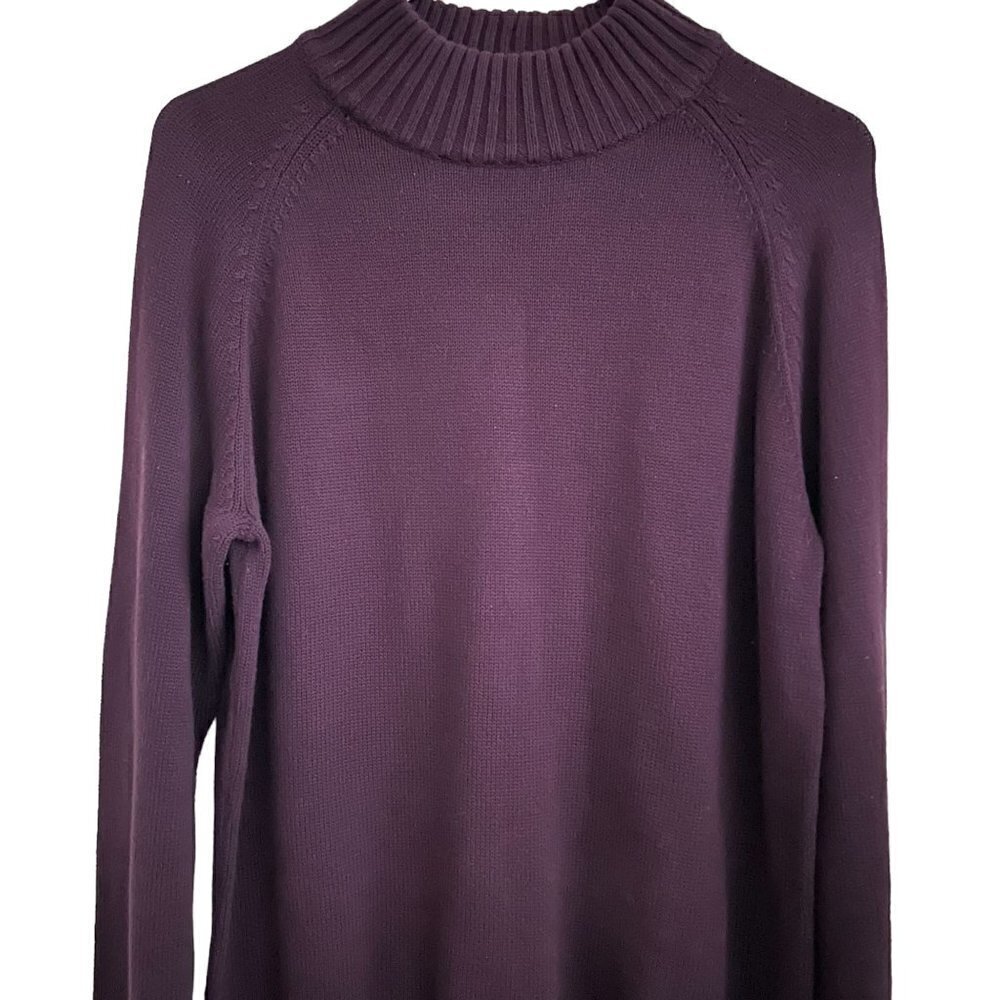 Jeanne Piere Womens Sweater Size L Pull Over Turtleneck Maroon #N1407